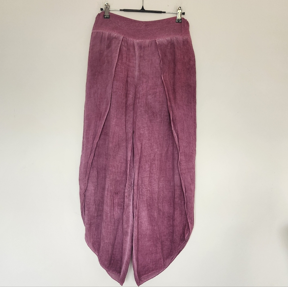 Aquavita Resort Beachy Harem Boho Viscose Italy Pants Raspberry Pink Purple S